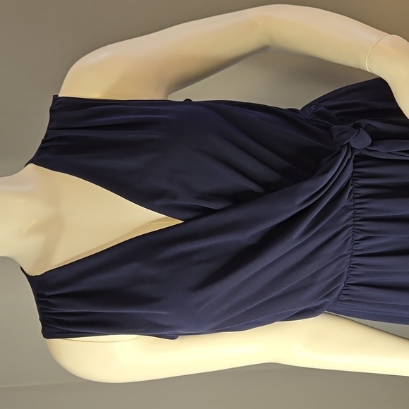 Nik and Nash Navy Blue V-Neck Mock Wrap Sleeveless Summer Dress - Size S - Picture 4 of 11